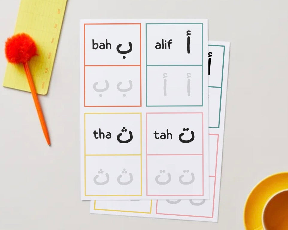Cartes éducatives pour apprendre l’alphabet arabe