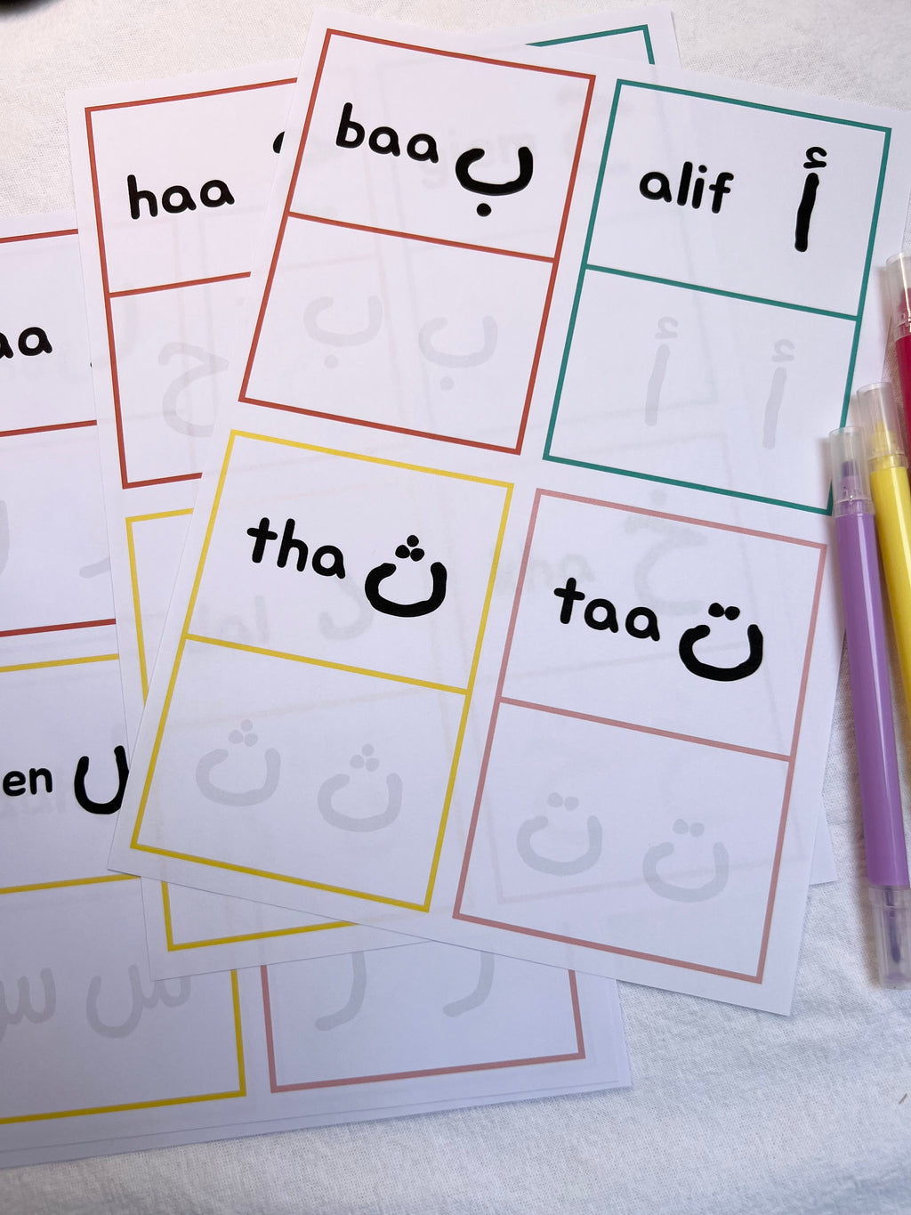 Arabic Alphabet Daily Cards |Trace & Pronounce